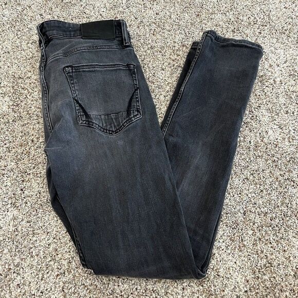 Allsaints Rex Slim Fit Distressed Solid Black Viscose Jeans 30 x 32 Button Fly - Picture 1 of 9